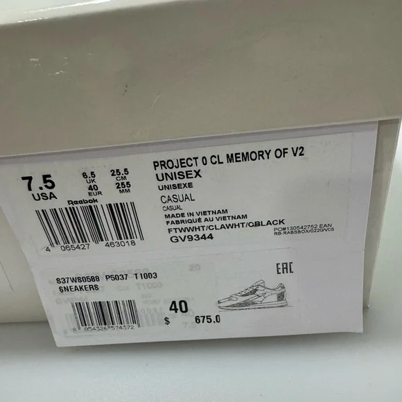 Maison Margiela X Reebok Classics Edition Memory Of Sneakers White Men’s 7.5